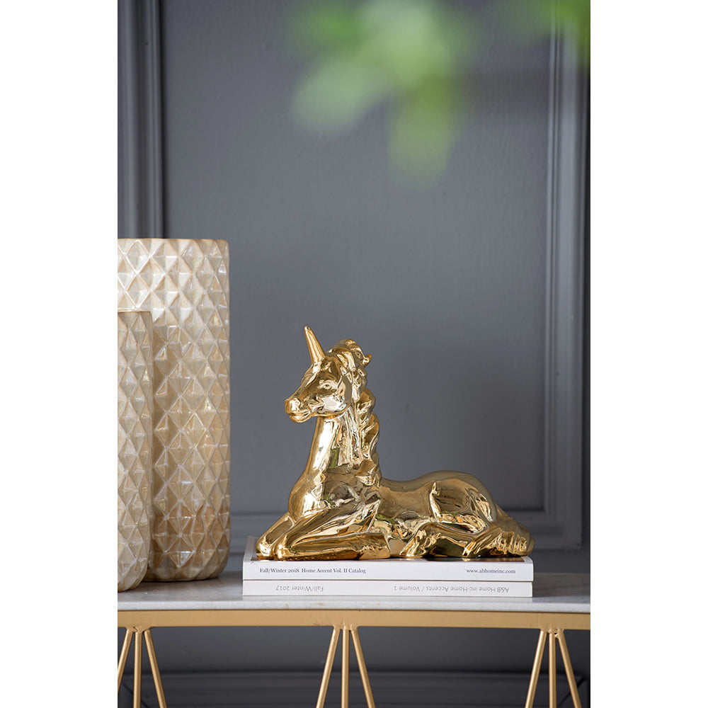 Flora & Fauna Unicorn Figurine Gold 11x4.5x9