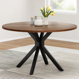 47.2" Round Solid Wood Dining Table Seats 4-6 Pedestal Base
