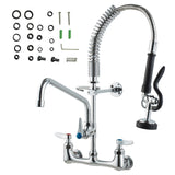 Commercial Wall Mount Kitchen Faucet Pre-Rinse Sprayer Brass