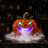 Halloween Pumpkin Monster Mist Maker, LED Light Up Fogger Figurine