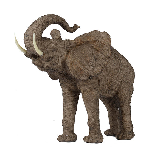 15x8x12" Tai Polyresin Elephant Accent, Trumpeting