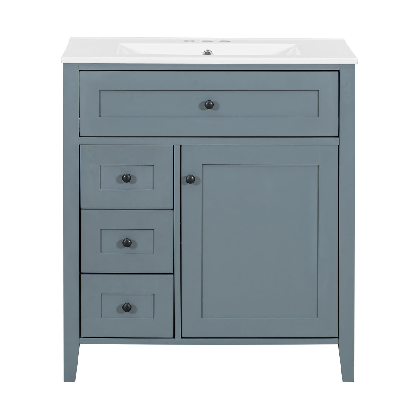 30" Blue Gray Bathroom Vanity with Sink and Drawers