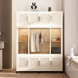 Wardrobe Closet Organizer PP Creamy White 12-Cube Hanging Rod 48x62.2 In
