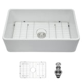 White Ceramic Apron Front 30" Single Bowl Kitchen Sink