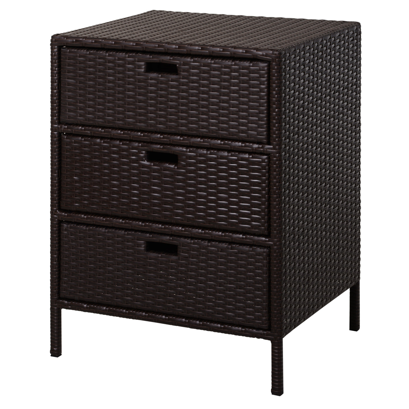 Outdoor Towel Cabinet PE Rattan Pool Storage 3 Drawer Brown