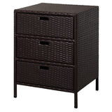 Outdoor Towel Cabinet PE Rattan Pool Storage 3 Drawer Brown
