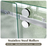56-60"W x 72"H Frameless Sliding Shower Door Enclosure