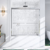 56"-60"W*60" H Semi-Frameless Double Sliding Shower Door, Bypass Shower Door