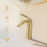 Bathroom Sink Faucet - Single Handle - Solid Brass - Brushed Gold