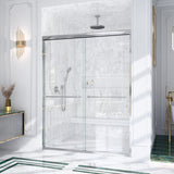 (NEW) 56"-60"W*72" H Semi-Frameless Double Sliding Shower Door