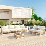 7-Piece Metal Patio Sectional Sofa Set with Cushions