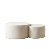 Round Corduroy Nesting Tables Set of 2 Beige