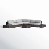 Outdoor Sectional Set HDPE Wicker Aluminum Gray 10 Piece 212 LB