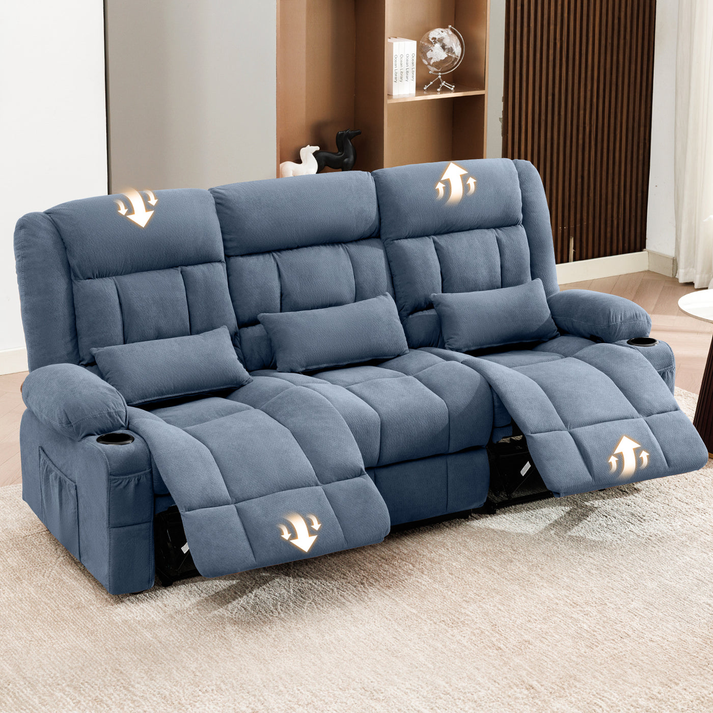 84" Manual Reclining Sofa with Cup Holders and Side Pockets