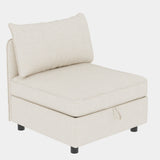 Chenille Loveseat with Storage Beige 68"
