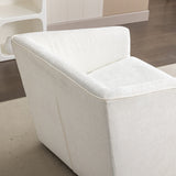 Swivel Barrel Armchair - Chenille Upholstered - Round Metal Base