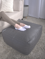 Gray Faux Leather Rectangle Pouf