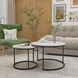 Round Wood Nesting Tables Set of 2 White