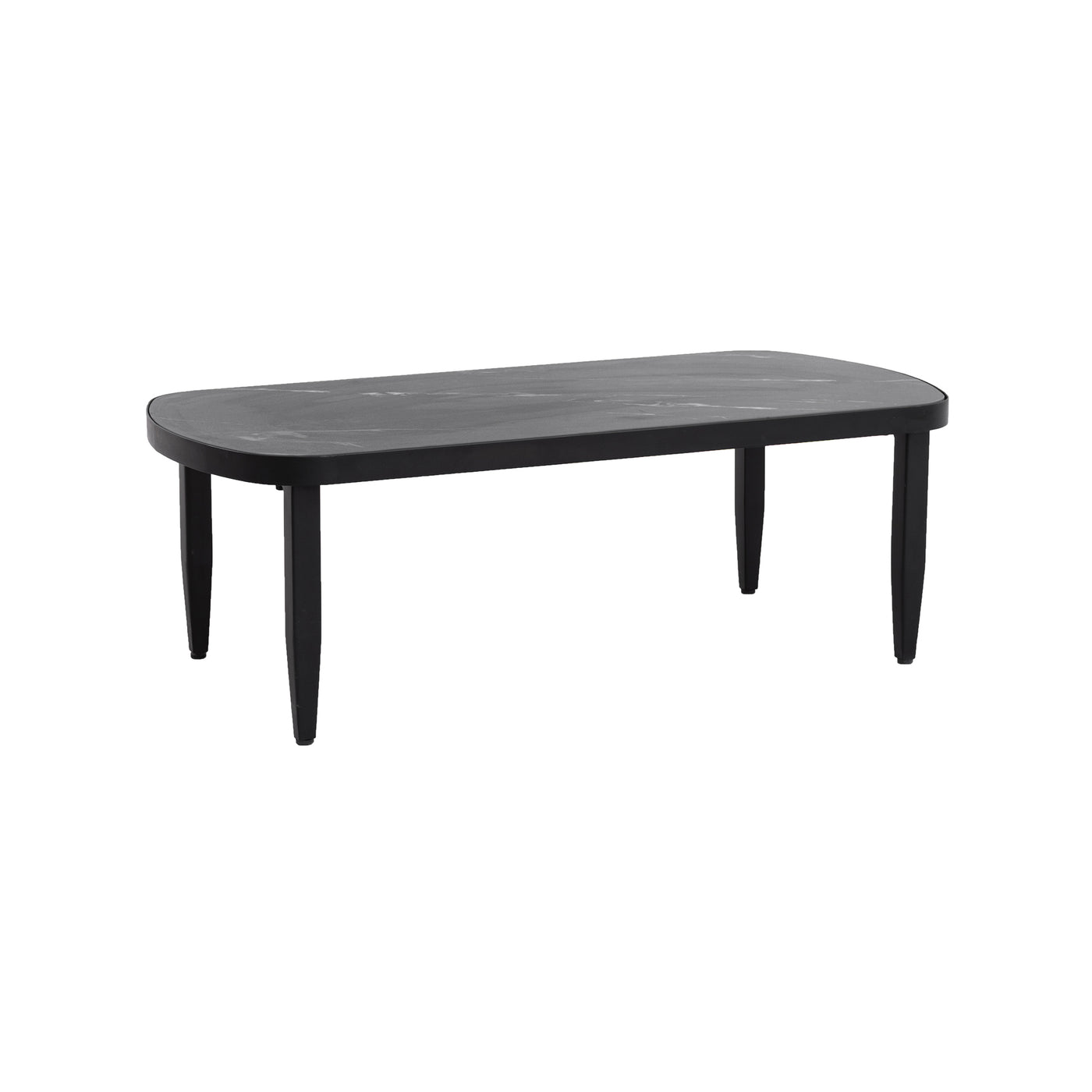 Modern Arc Outdoor Coffee Table Black Marble Sintered Stone