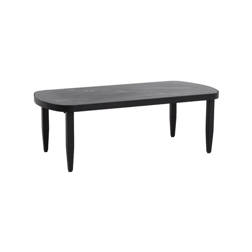 Modern Arc Outdoor Coffee Table Black Marble Sintered Stone