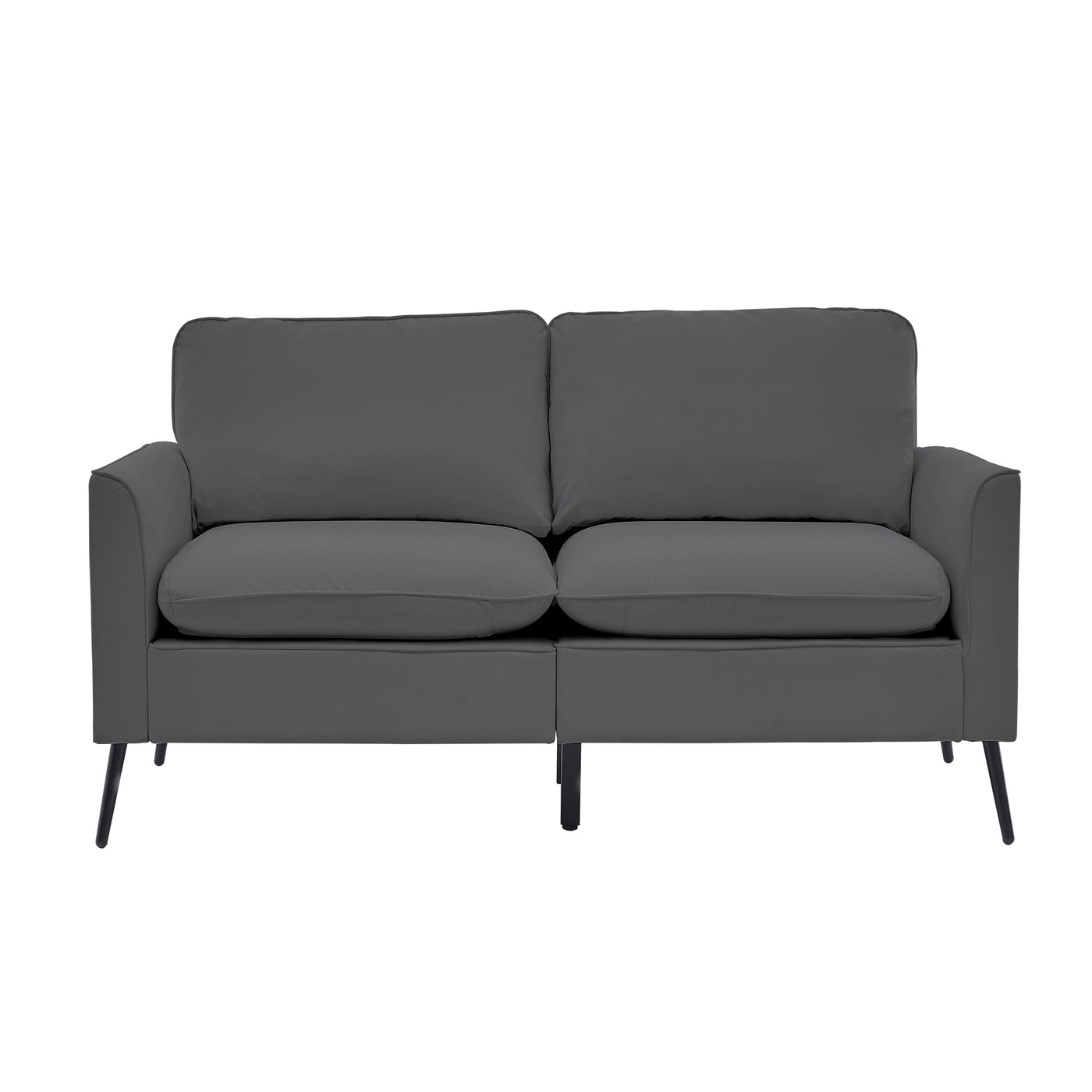 TS Nordic Retro Gray Leather Loveseat Sofa 55.91"L