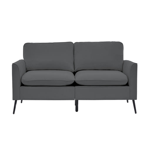 TS Nordic Retro Gray Leather Loveseat Sofa 55.91"L