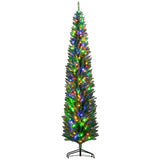 HOMCOM 8ft Tall Pencil Prelit Artificial Christmas Tree Holiday Décor with 668 B