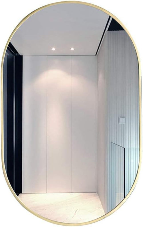 Gold Oval Metal Mirror 20 x 33 Inch