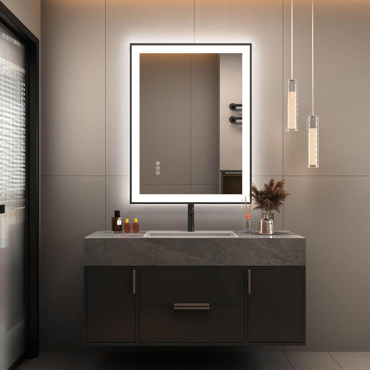 24x32 LED Bathroom Mirror Anti-Fog Dimmable 3 Color Light