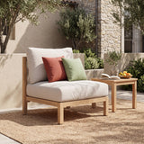 Acacia wood patio furniture club chair, outdoor rope-woven chair, deep seat design with soft cushion, suitable for porches, gardens, backyards, and balconies (Light Teak + Beige Rope + Beige Cushion).