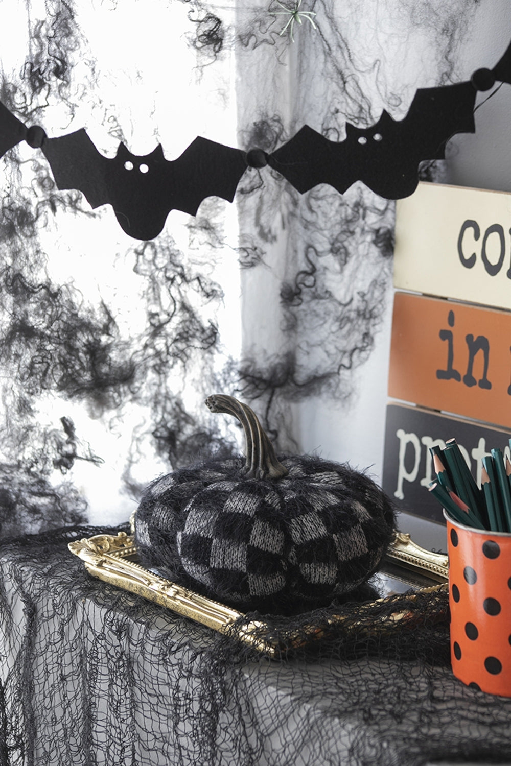 Set of 2, 8.3X8.3X6.7' Fabric Black Pumpkin Decor, for Holiday Halloween Decorat