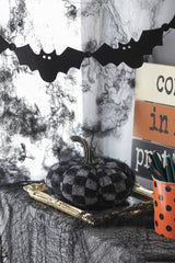 Set of 2, 8.3X8.3X6.7' Fabric Black Pumpkin Decor, for Holiday Halloween Decorat