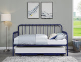 Daybed with Trundle Metal Navy Blue