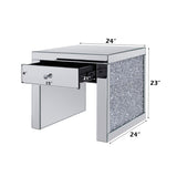 End Table - Mirrored With Faux Diamond Inlay - Storage Drawer