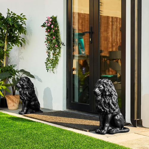 20.5" Lion Statue Resin Outdoor Guardian Sculpture Garden Decor