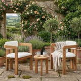 Acacia Wood Patio Dining Chairs Set of 2 with Cushions