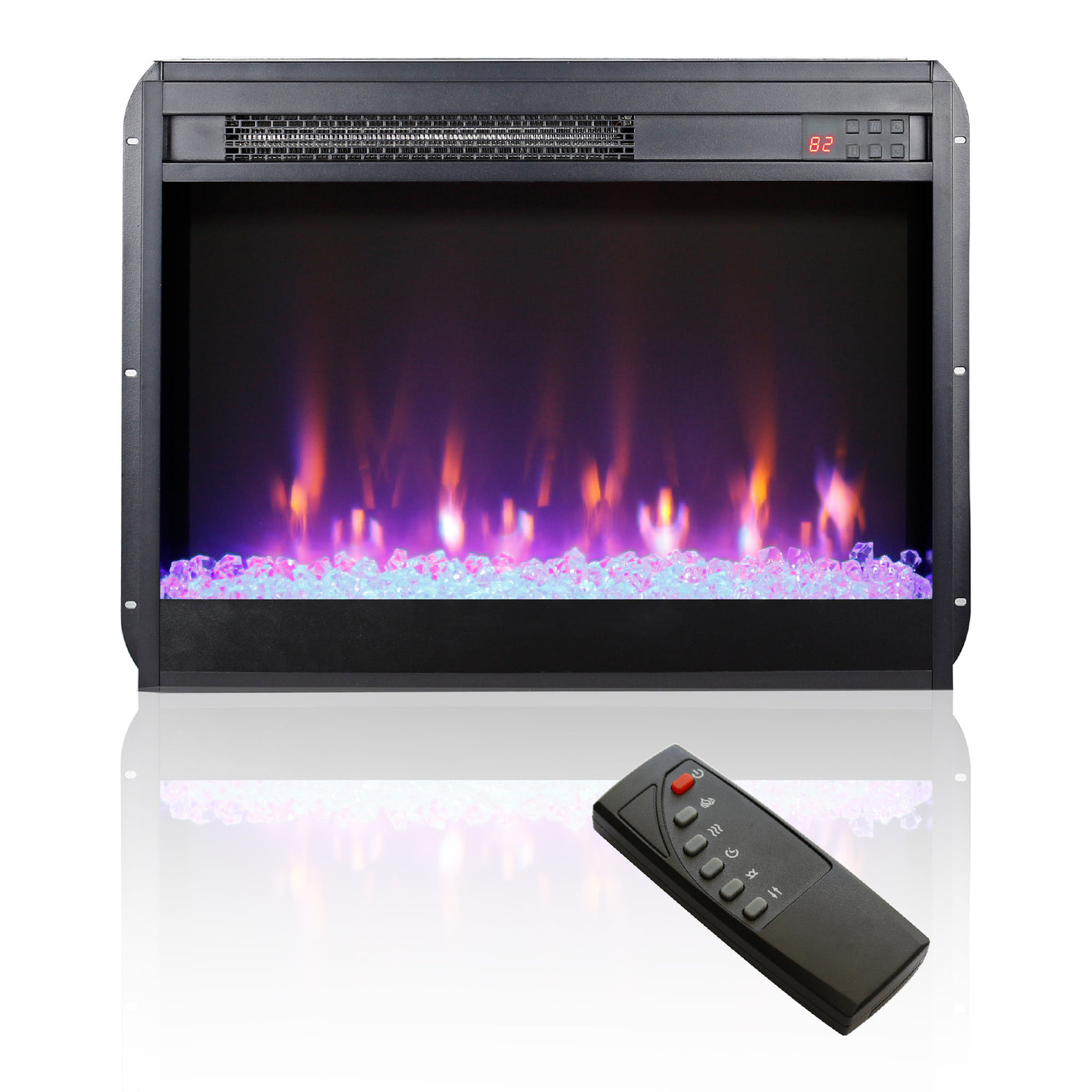 23" Electric Fireplace Insert Ultra Thin Heater Remote Control Timer