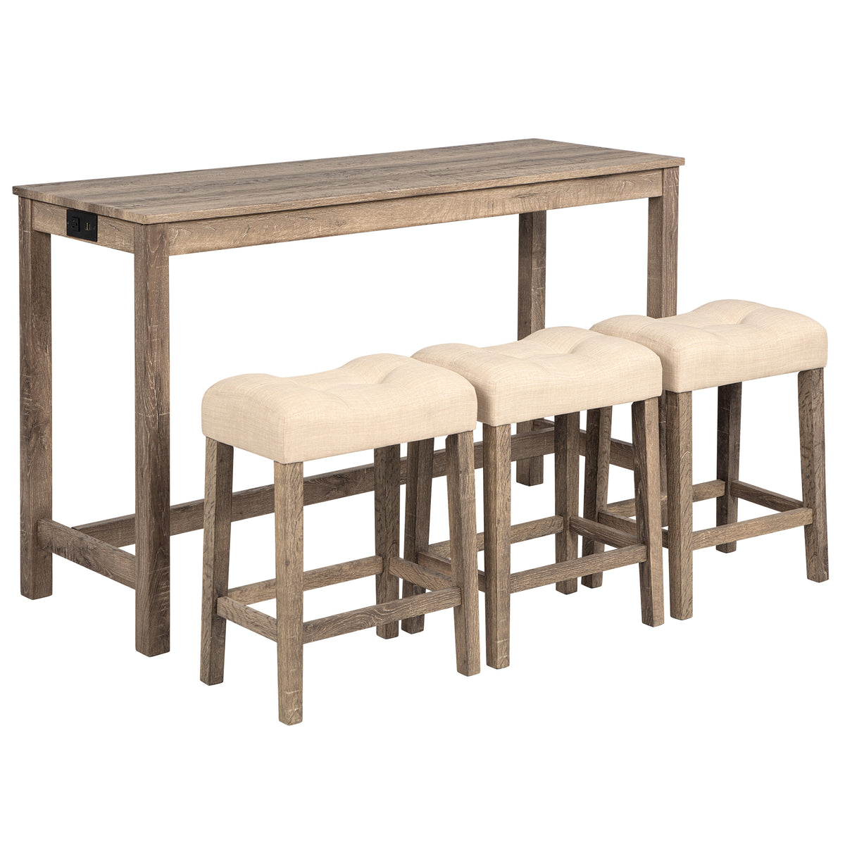 Fabric Bar Table Set Brown