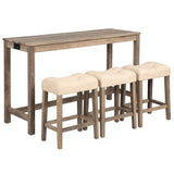 Fabric Bar Table Set Brown