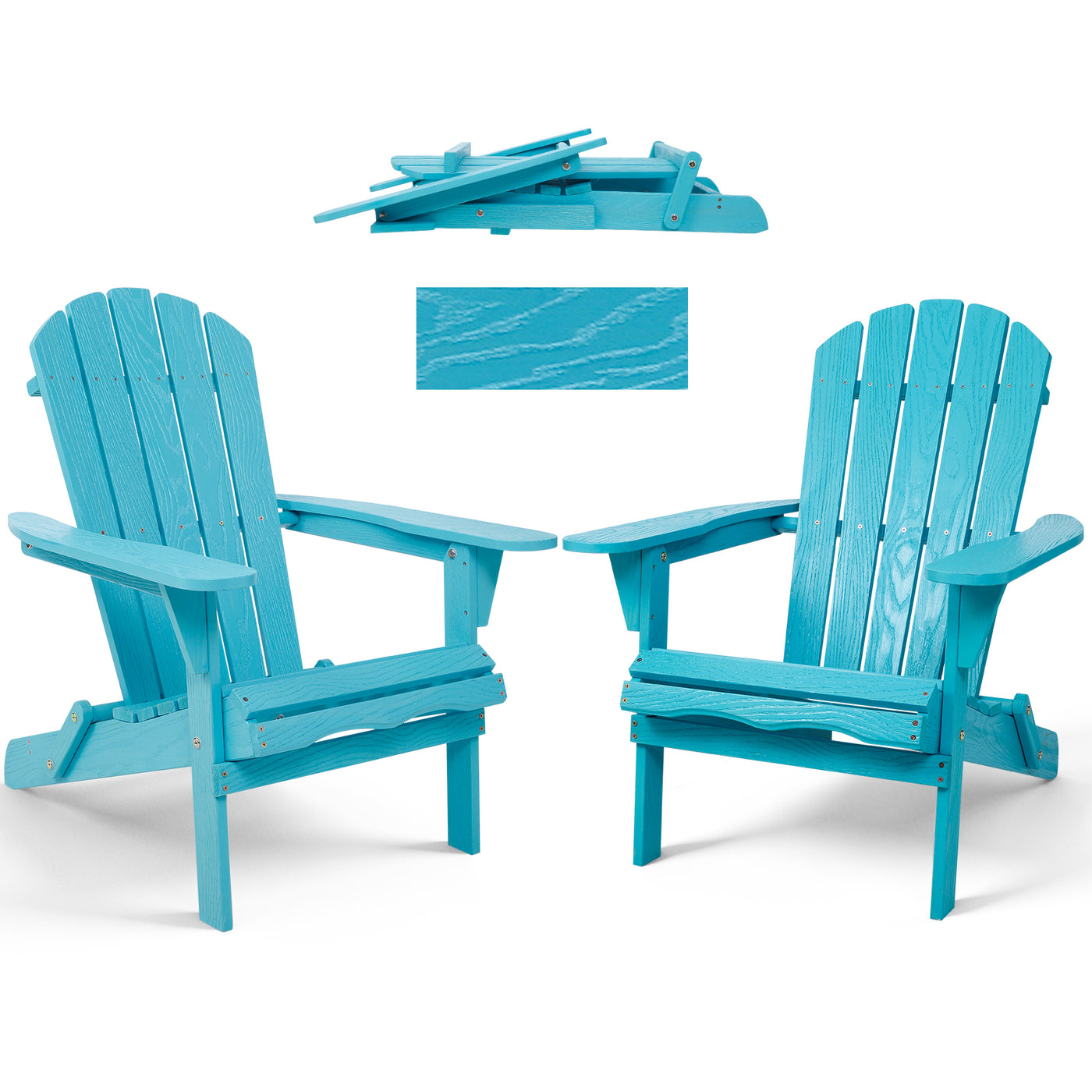 Solid Cedar Adirondack Folding Patio Chair Turquoise