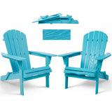 Solid Cedar Adirondack Folding Patio Chair Turquoise