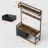 33.1" Wide Hall Tree with 2 Movable Drawers, Shoe Storage, Shelves