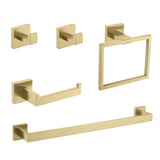 5-Piece SUS304 Brushed Bathroom Vanity Set with Towel Bar