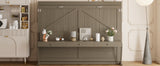 Queen Size Wall Murphy Bed with Storage, Foldable Cabinet Bed with Vanity Desk, Center Mirror & 2 Side Drawers, Distressed Gray(OLD SKU:LP000766AAE)