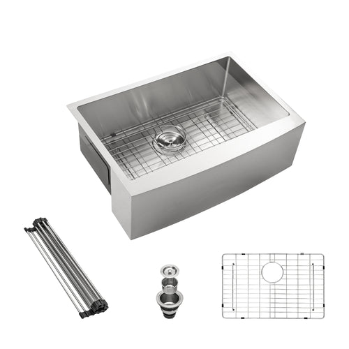 33" Brushed Nickel Apron Front Stainless Steel Kitchen Sink