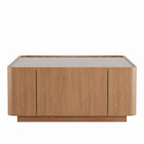 Square Engineered Wood Coffee Table with Storage Natural Walnut