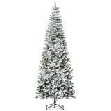 HOMCOM 9ft Unlit Snow-Flocked Slim Pine Artificial Christmas Tree with Realistic
