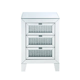 Mirrored Accent Table - Faux Diamond Inlay - Three Drawers