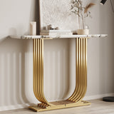 Engineered Wood Console Table White/Gold