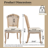 French Country Upholstered Dining Chairs Set of 2, Beige